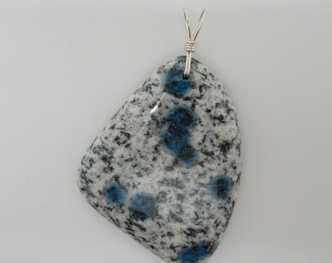 K2 and Sterling Pendant  {granite and azurite}