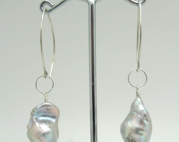 Natural Baroque Pearl and Sterling Earrings