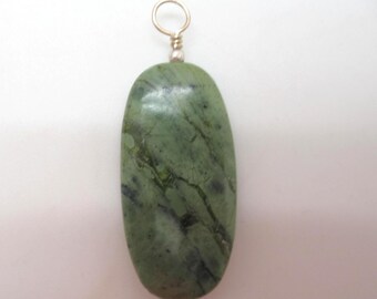 Serpentine and Sterling Silver Pendant