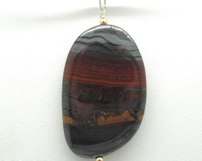 Tiger Iron and Sterling Pendant