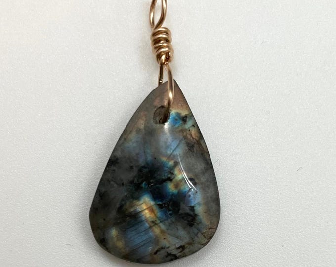 Labradorite with brass Pendant