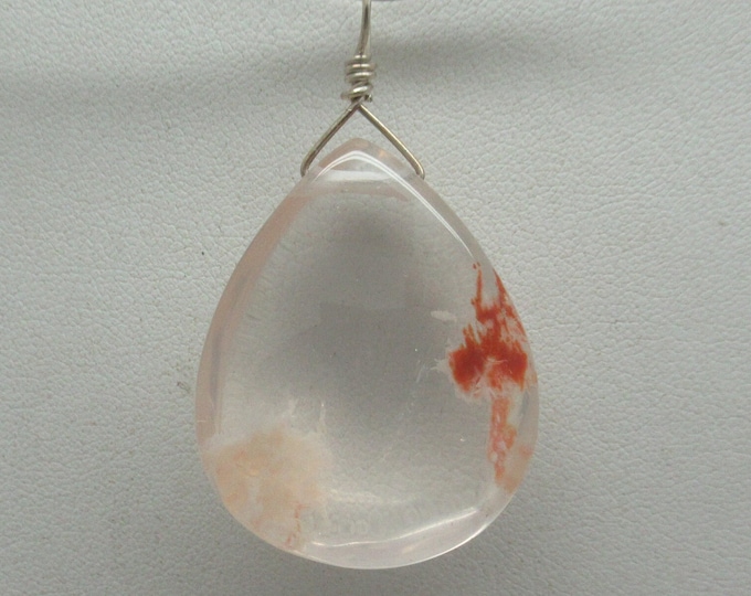 Natural Red Phantom Quartz Puffy Teardrop Pendant