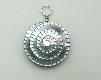 Black Lip Shell and Sterling Pendant