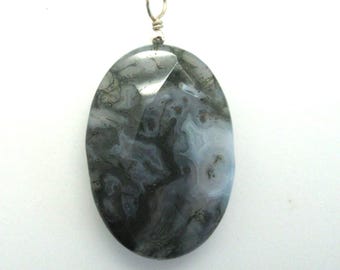 Faceted Moss Agate Pendant