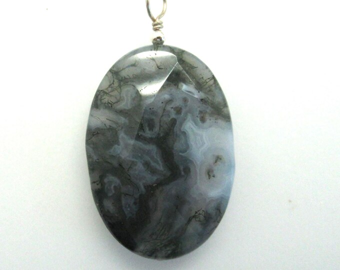 Faceted Moss Agate Pendant