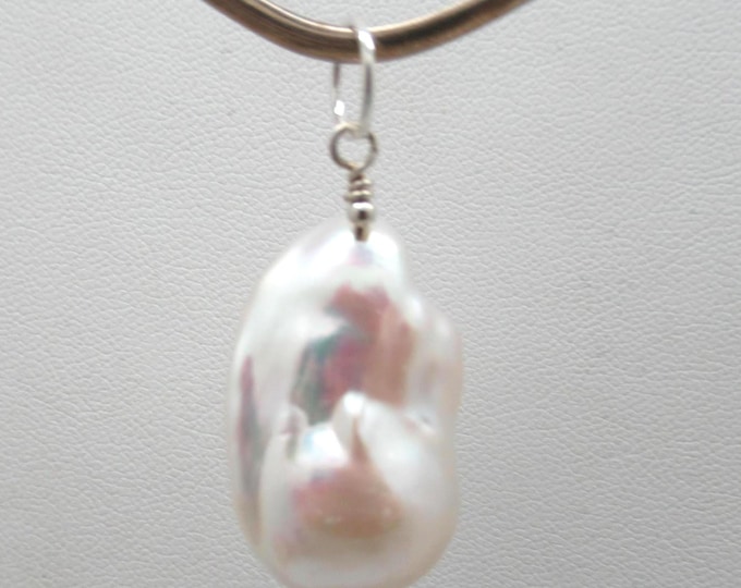 Natural Baroque Pearl and Sterling Pendant