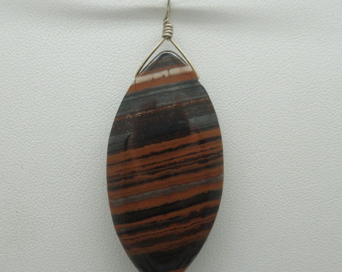 Tiger Iron Sterling Pendant
