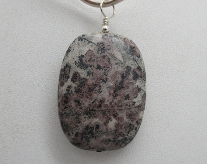 Matte Porcelain Jasper and Sterling Pendant