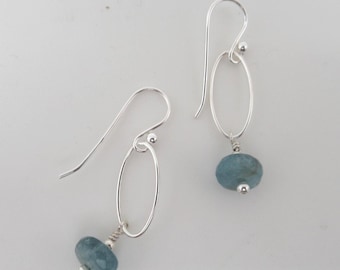 Aquamarine and sterling earrings