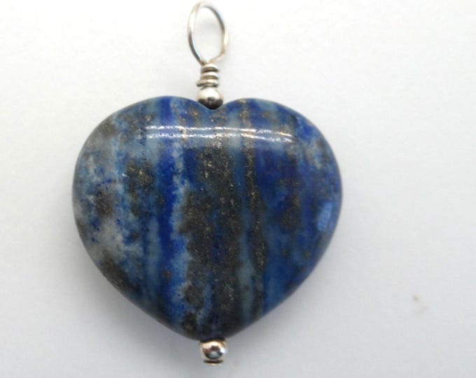 Lapis Lazuli and Sterling Silver Heart Pendant