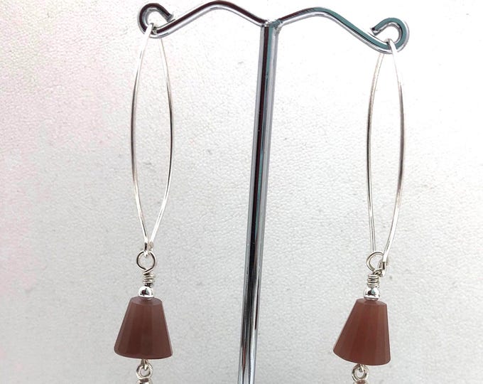 Brown Moon Stone and Sterling Silver Earrings