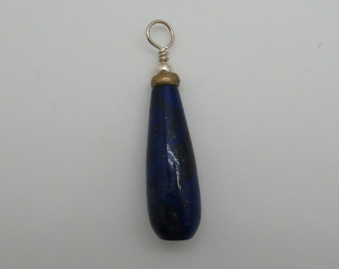 Lapis sterling and brass pendant