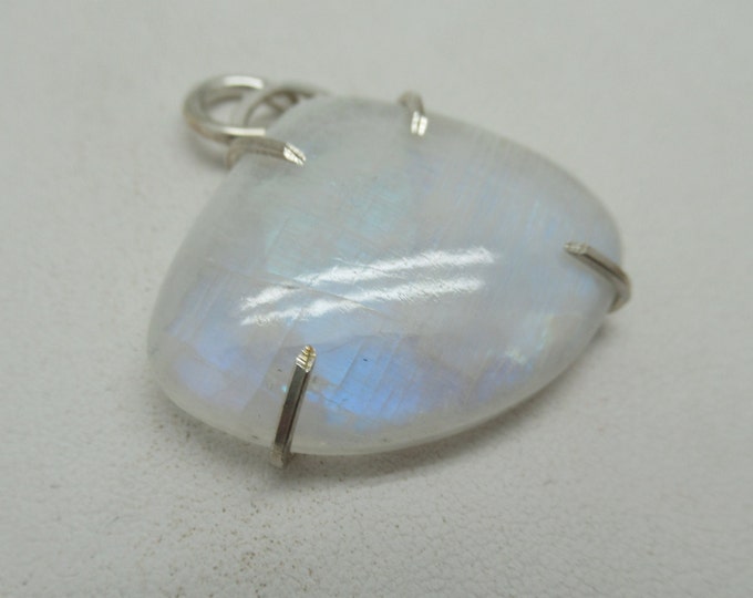 Beautiful Rainbow Moonstone and Sterling Pendant