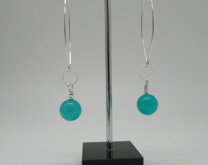 Natural Neon Amazonite and Sterling Earrings