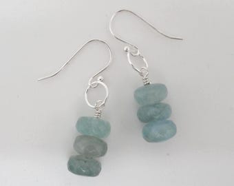 Aquamarine and sterling earrings
