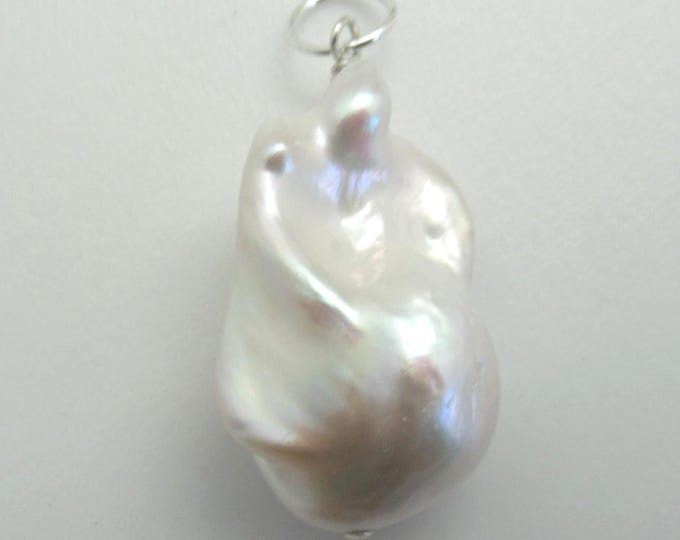 Natural Baroque Pearl and Sterling Pendant