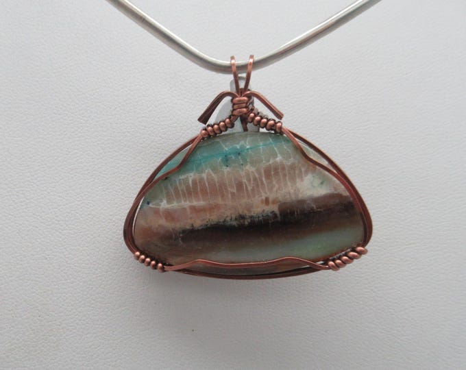 Opalized Wood and Copper Pendant