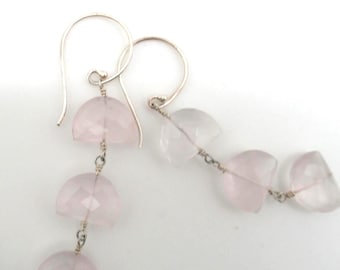 Rose Quartz and Sterling Silver Earrings