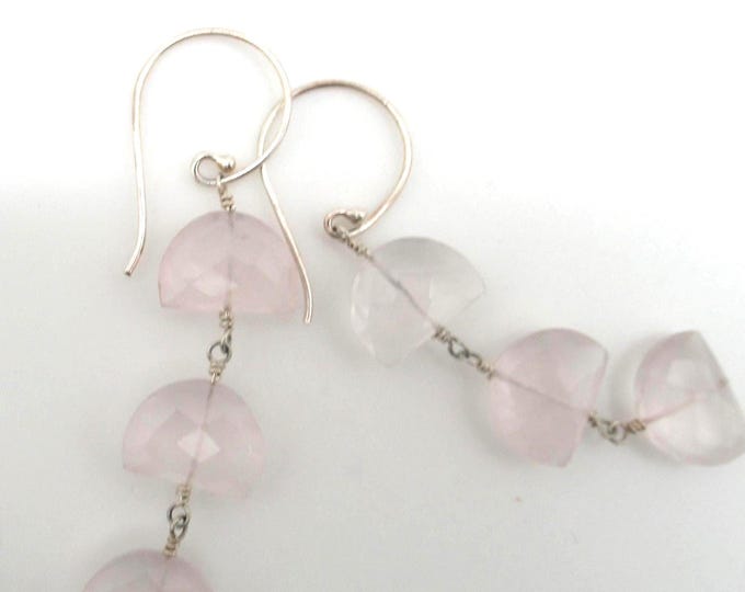 Rose Quartz and Sterling Silver Earrings