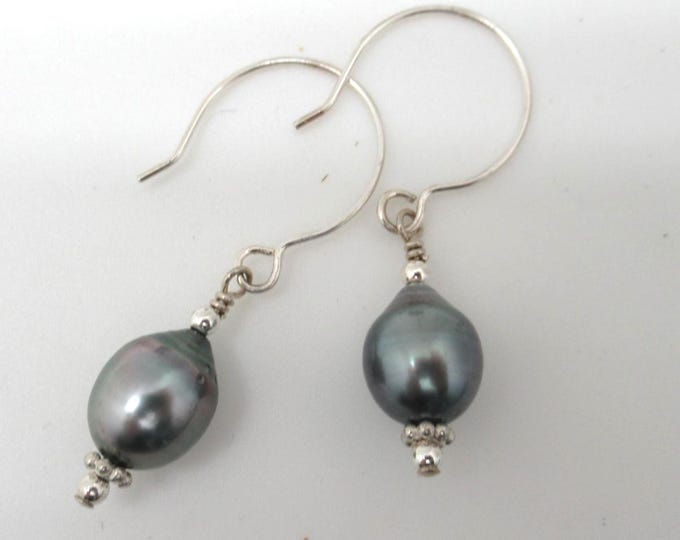 Tahitian Pearl and Sterling Earrings