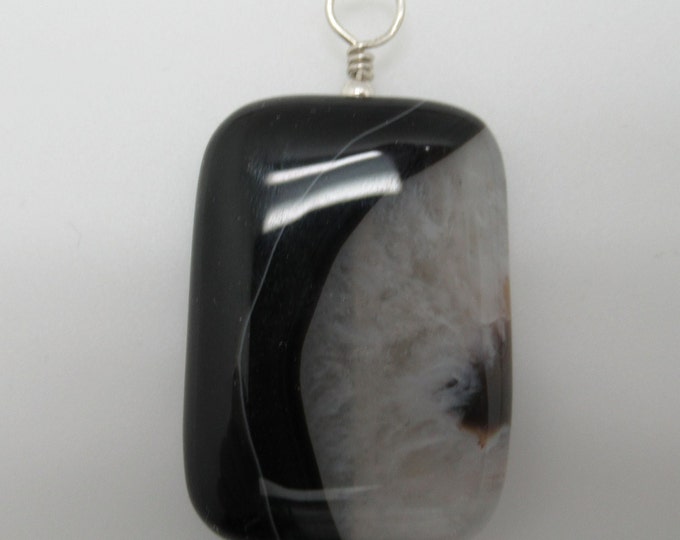 Sardonyx and Sterling Pendent  (striped onxy)