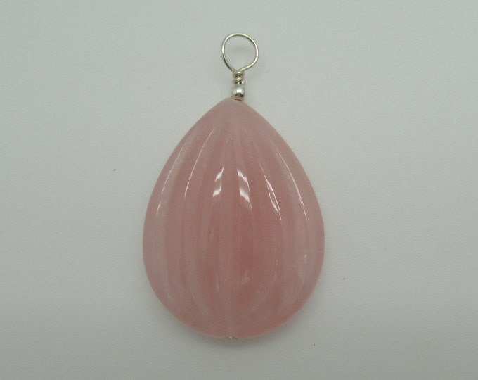 Natural Rose Quartz and Sterling Pendant