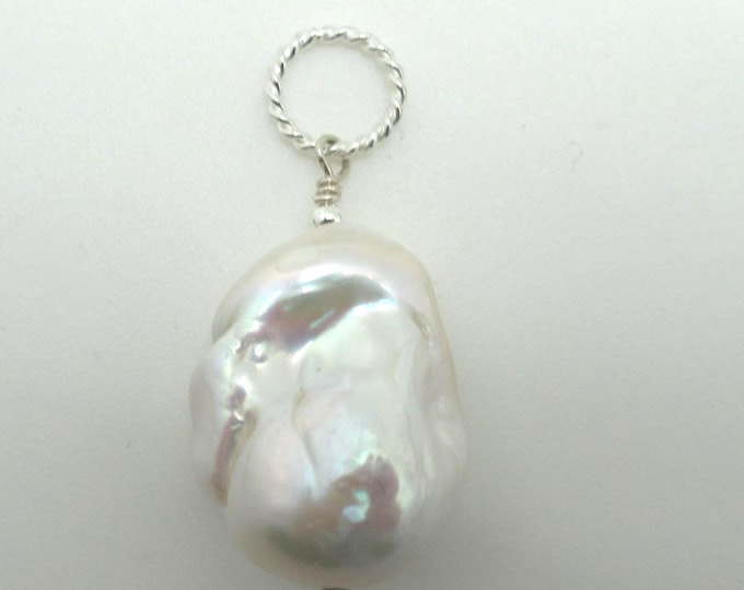 Natural Baroque Pearl and Sterling Pendant