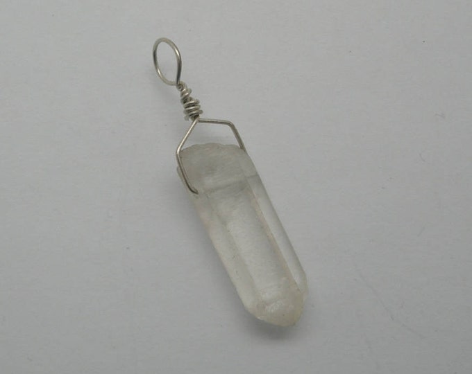 White, clear crystal  and sterling pendant