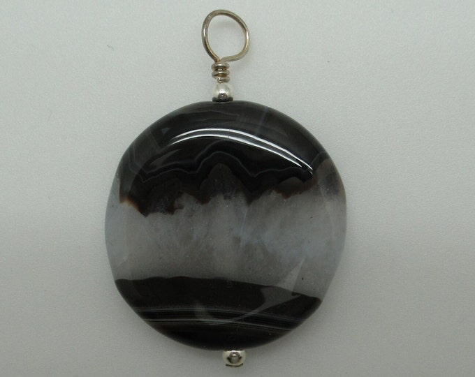 Sardonyx and Sterling Pendent  (striped onxy)