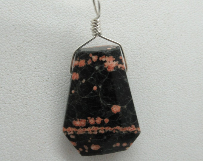 Mexican Red Snowflake Jasper and Sterling Pendant