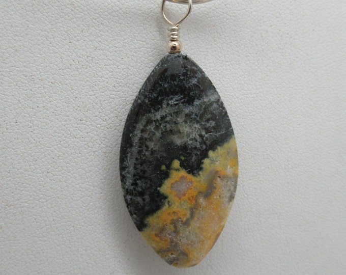 Bumble Bee Jasper and Sterling Pendant