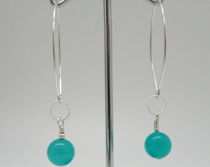 Natural Neon Amazonite and Sterling Earrings