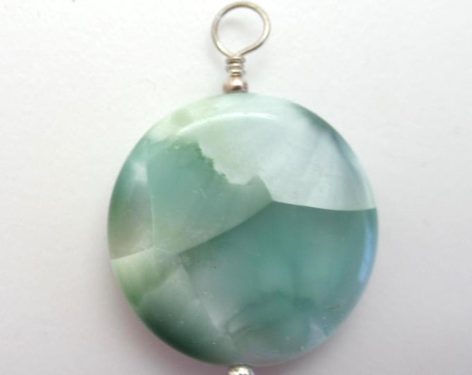 Green Moonstone Pendant with Sterling Findings