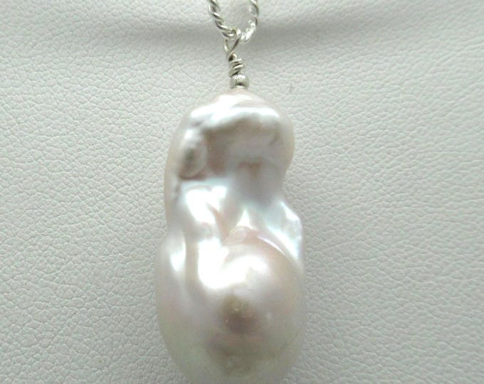 Natural Baroque Pearl and Sterling Pendant