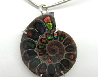 Ammonite and Sterling Pendant