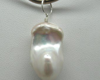 Natural Baroque Pearl and Sterling Pendant