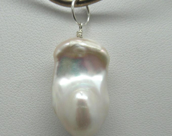Natural Baroque Pearl and Sterling Pendant