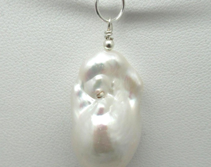 Natural Baroque Pearl and Sterling Pendant