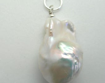 Natural Baroque Pearl and Sterling Pendant