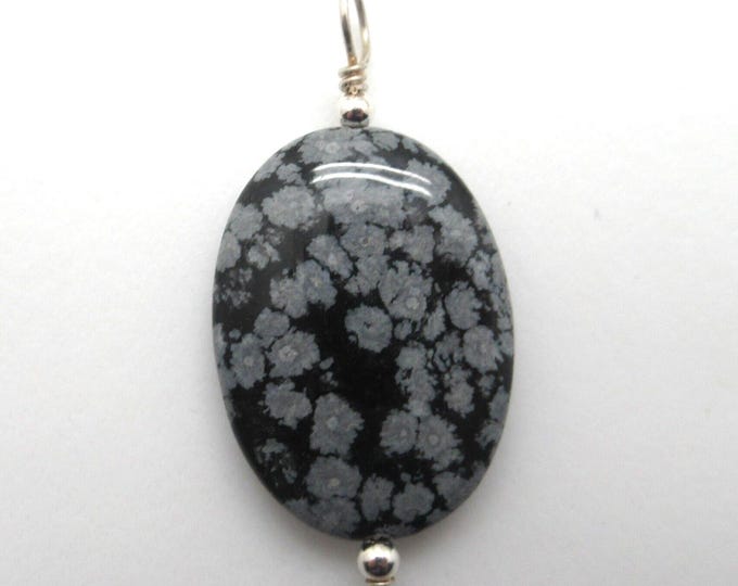 Snowflake obsidian and sterling pendant