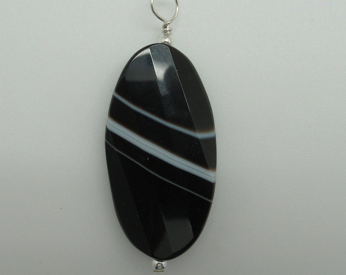 Sardonyx and Sterling Pendent  (striped onxy)