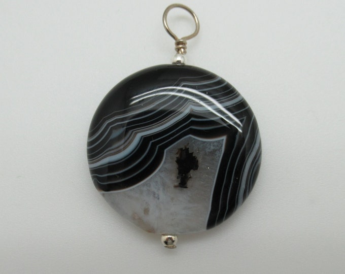 Sardonyx and Sterling Pendent  (striped onxy)