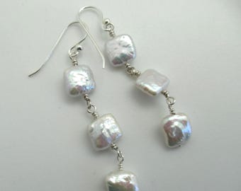 Natural Baroque Pearl and Sterling Earrings