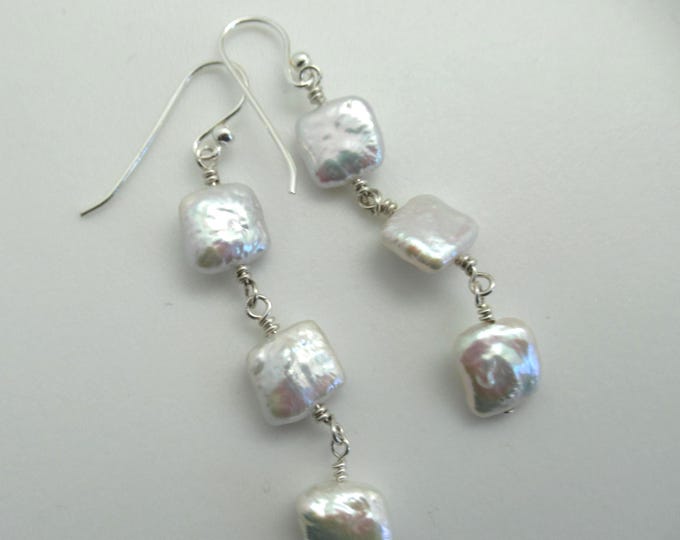 Natural Baroque Pearl and Sterling Earrings