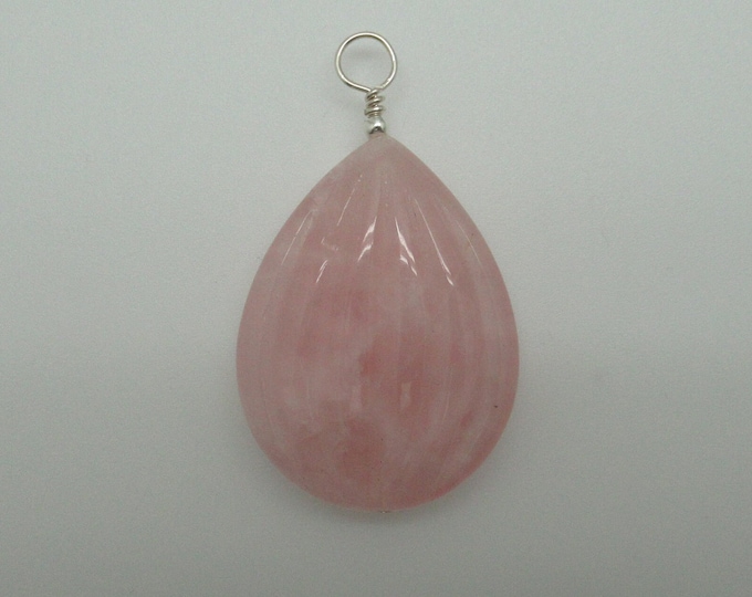 Natural Rose Quartz and Sterling Pendant