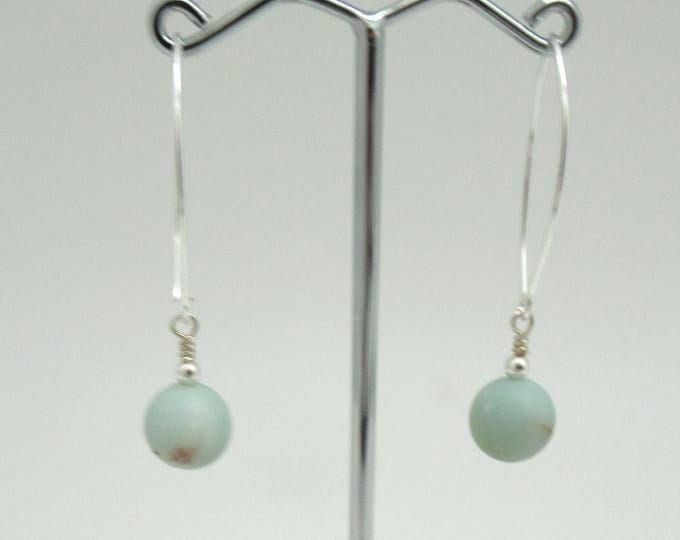 Black Gold Matte Amazonite Gemstone and Sterling Earrings