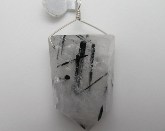 Large Tourmalated Quartz and Sterling Point Pendant