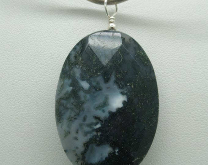 Faceted Moss Agate Pendant