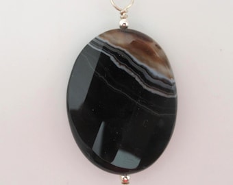 Sardonyx and Sterling Pendent