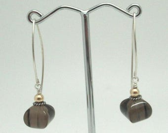 Smoky Quartz and Sterling Earrings